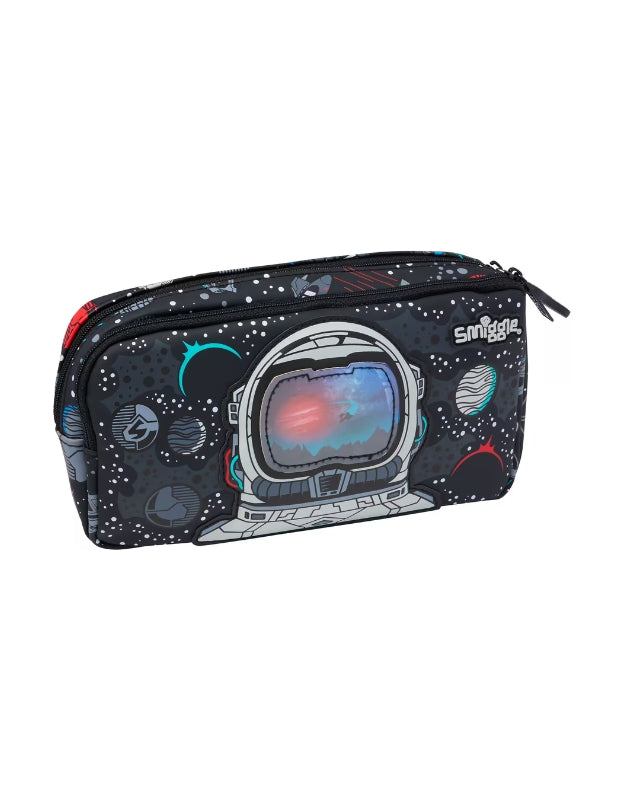 Smiggle Eclipse Pocket Character Pencil Case with astronaut helmet and space planets design